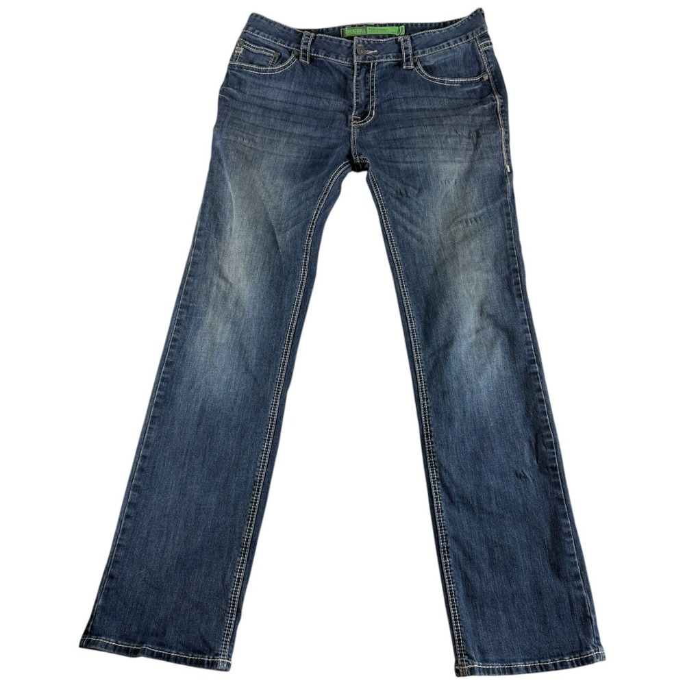 Rock and Roll Cowboy Pistol Jeans Mens 36x36 Blue Denim Whiskered Straight Leg